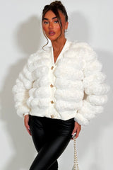 fur cardigan with gold buttons womens styledup
