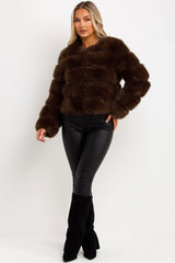 faux fur coat brown