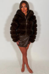 brown faux fur coat styledup