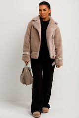 womens teddy aviator jacket