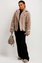 womens zara teddy aviator jacket