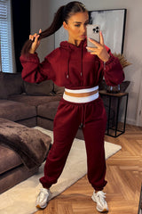 tracksuit crop hoodie and joggers two piece loungewear set