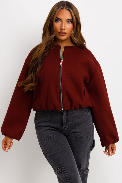 womens bomber jacket with zip and elasticated hem zara uk