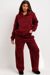 womens oversized hoodie and joggers tracksuit set with distressed cross detail