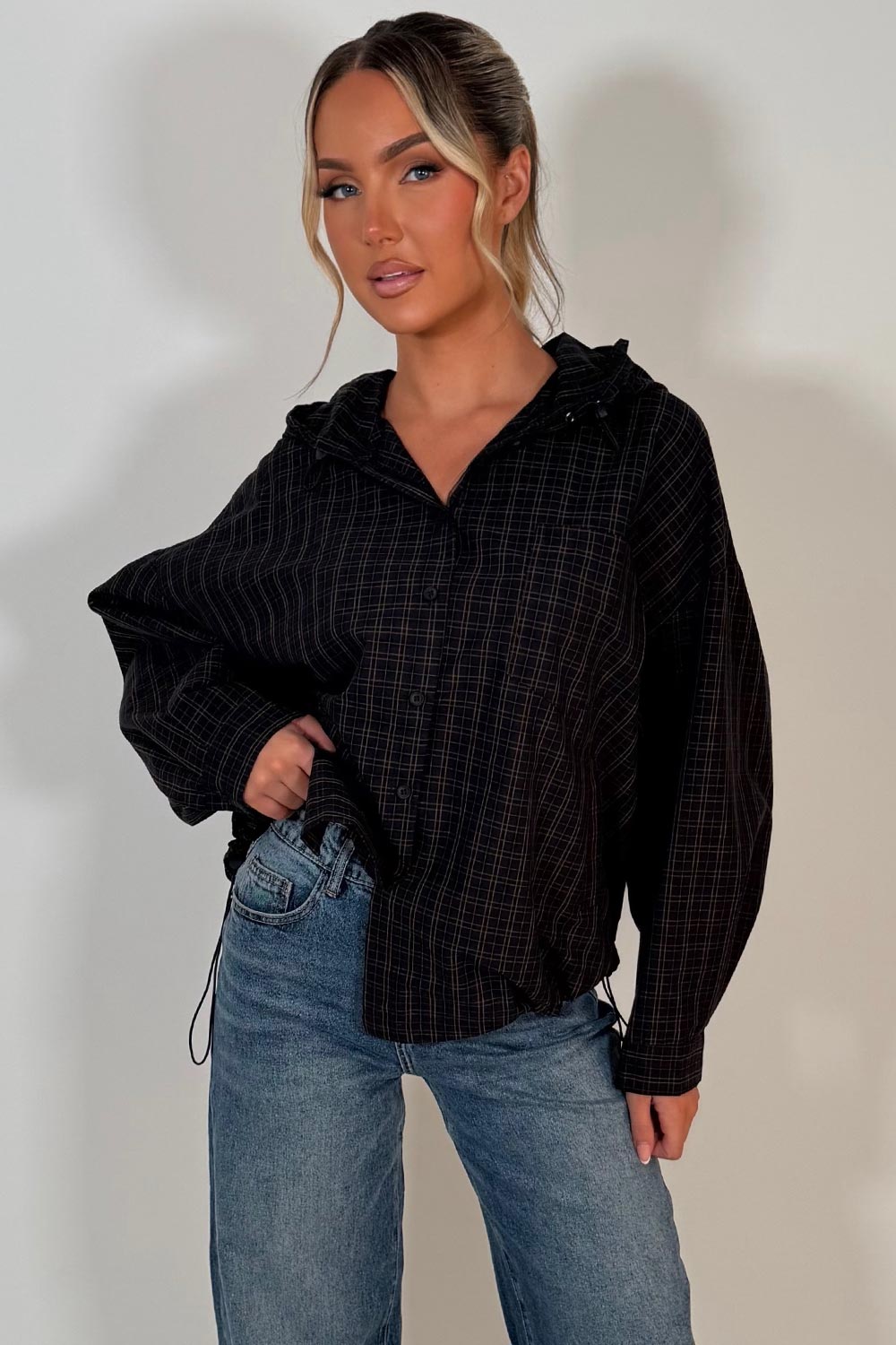 womens festival windbreaker checked jacket styledup uk