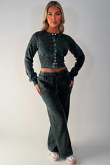 womens button up waist compression tracksuit acid wash tiktok styledup