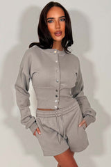 womens crop button up sweatshirt and shorts co ord set summer holiday tracksuit sale styledup whitefox uk sale