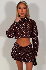 polka dot skort and ruffle frilly skort two piece outfit set going out summer holiday outfit styledup fashion