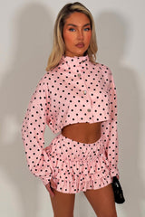 polka dot skort and ruffle frilly skort two piece outfit set going out summer holiday outfit styledup fashion