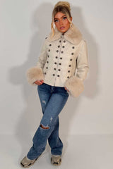 faux leather faux fur cuff faux fur collar jacket womens zara uk