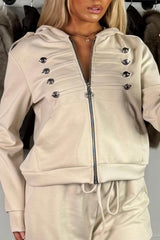 womens mock frog closure zip up hoodie and joggers tracksuit co ord set styledup uk