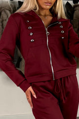 womens mock frog closure zip up hoodie and joggers tracksuit co ord set styledup uk