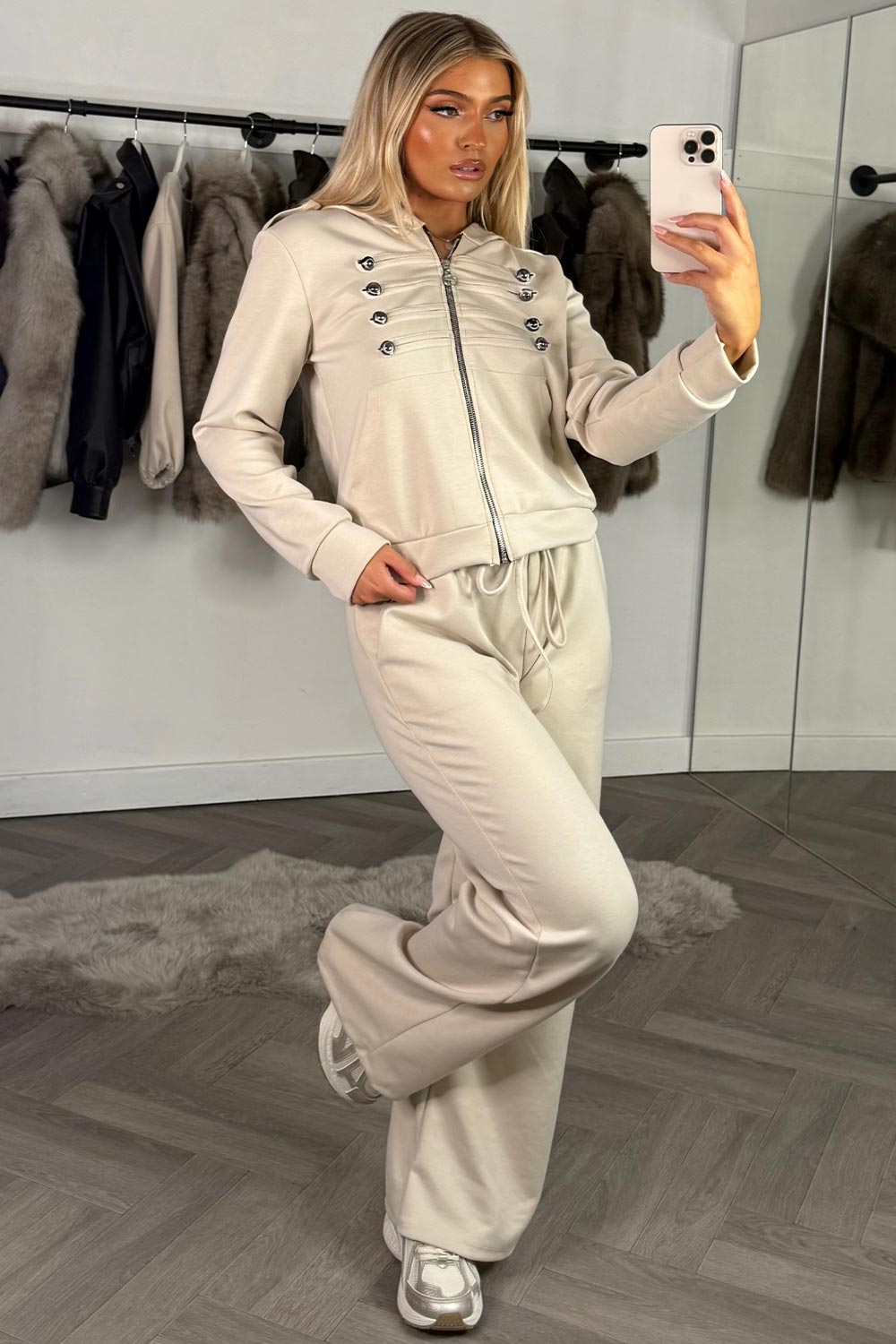 zip up front hoodie and joggers tracksuit mock frog closure styledup uk