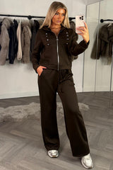 zip up front hoodie and joggers tracksuit mock frog closure styledup uk