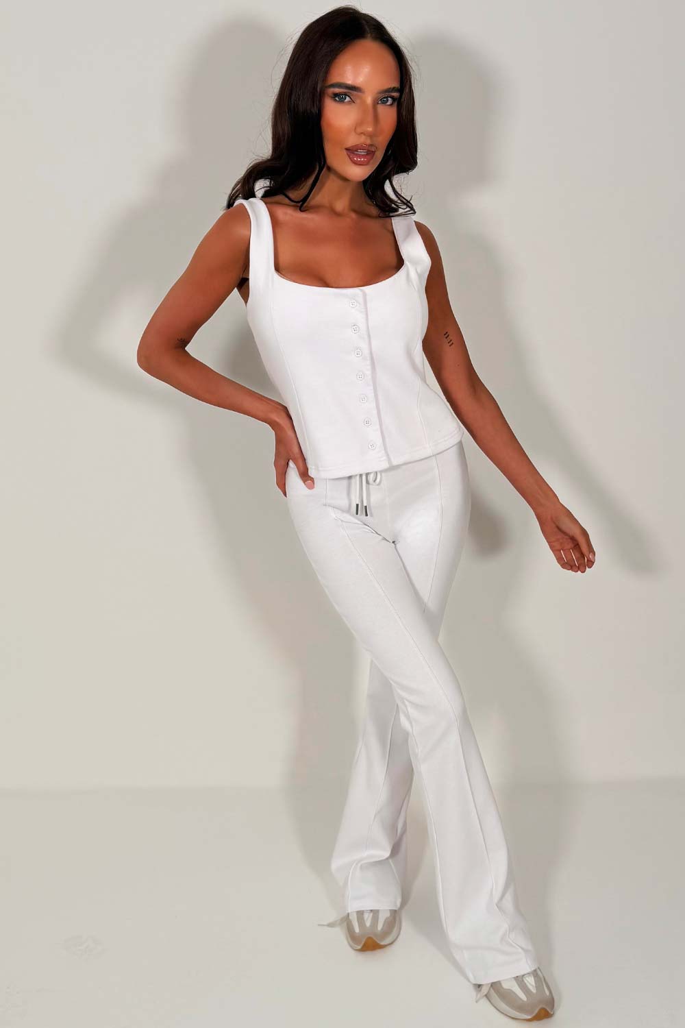 womens button up top and trousers two piece co ord set styledup airport outfit zara uk