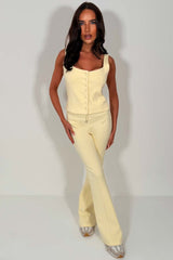 button up sleeveless top and trousers two piece co ord set pink styledup