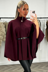 cape with belt and button fastening styledup