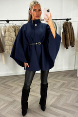cape with belt and button fastening styledup
