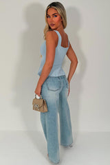 going out gold button peplum hem top styledup 