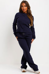 molly mae button up top and trousers loungewear set navy