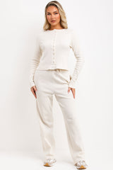 button up long sleeve top and trousers loungewear co ord set molly mae airport outfit