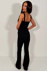 black flare trousers and button up top two piece co ord set pink styledup 