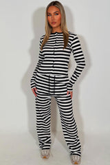 womens black striped lounge set styledup