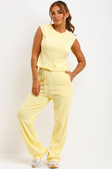 sleeveless button up ribbed top and trousers co ord set womens molly mae set styledup 