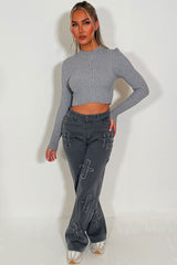 grey knitted crop jumper styledup 