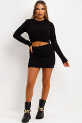 knitted jumper long sleeve cropped black