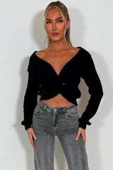 womens knitted jumper with long sleeves and twist front styledup knitwear winter top 