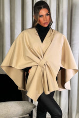 womens cape with bow beige styledup