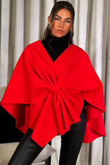 womens cape with bow red styledup