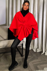 women's cape shawl bow front