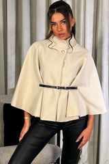 womens cape with belt beige styledup