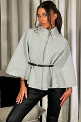 womens cape with belt black styledup