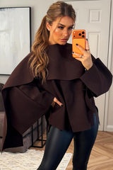 womens cape with scarf brown poncho jacket