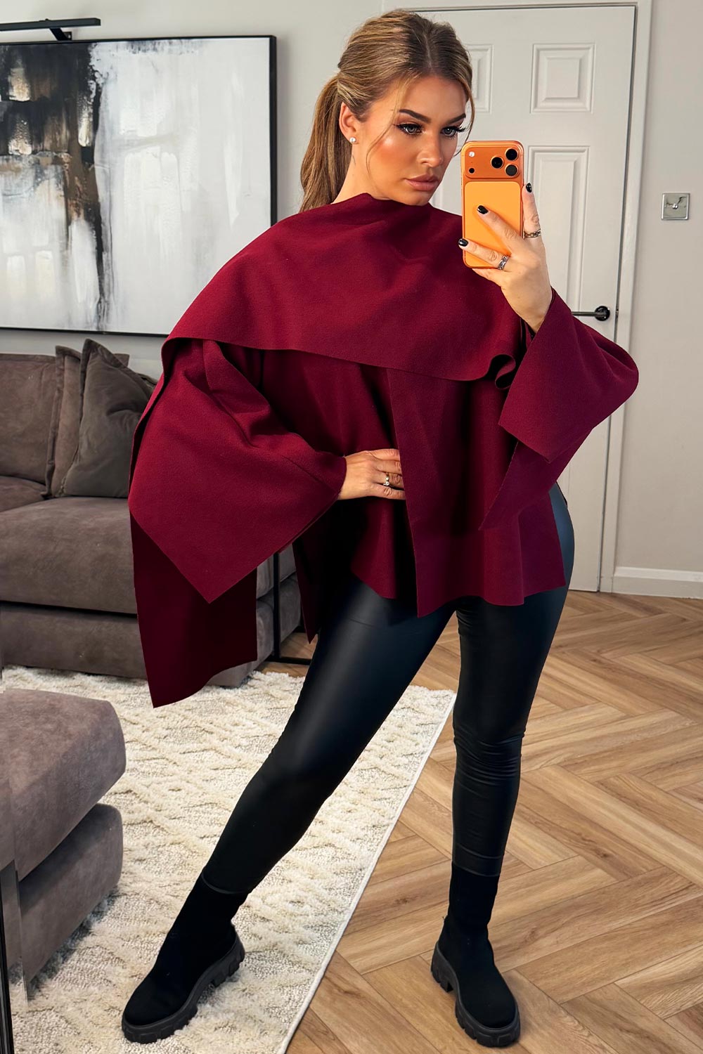 cape with scarf zara womens poncho coat 