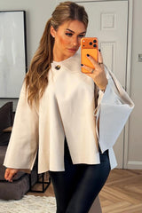 cape with scarf poncho beige styledup