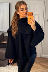 cape with scarf poncho black styledup