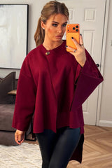 cape with scarf poncho burgundy styledup