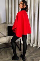 red poncho cape with bow women's