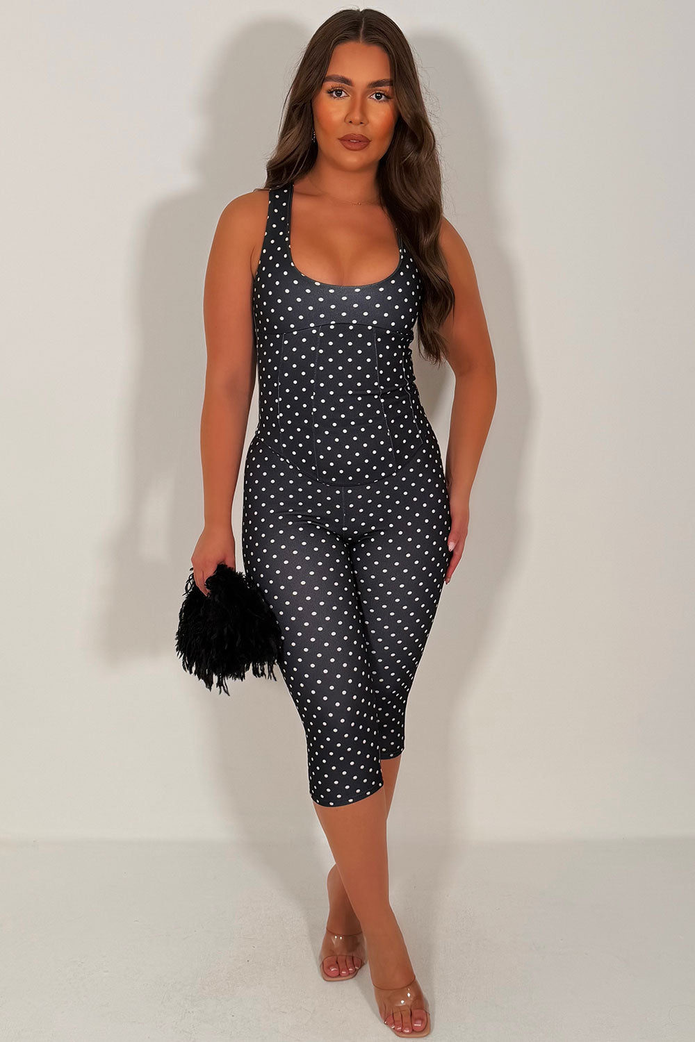 polka dot capri pants and corset tp two piece co ord set styledup