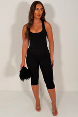 black capri pants and corset crop top two piece co ord set styledup