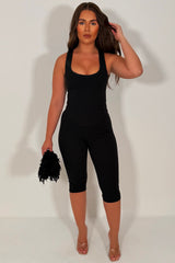 black capri pants and corset tp two piece co ord set styledup