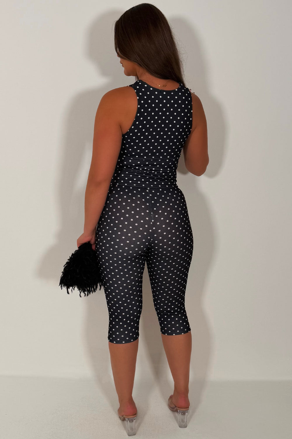 polka dot capri pants and corset crop top two piece co ord set styledup