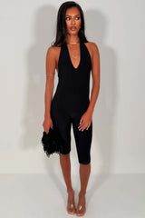 black capri jumpsuit backless halterneck summer festival outfit uk