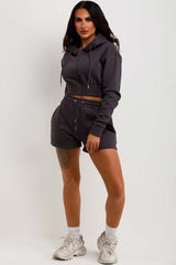 crop hoodie and shorts tracksuit set