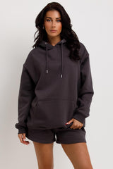womens oversized hoodie and shorts tracksuit set