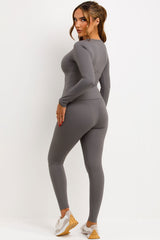 womens charcoal sports top and seamless leggings two piece co ord set skims uk